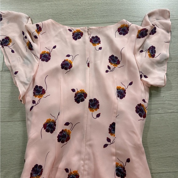 CINQ A SEPT Mateo Floral Ruffle 100% Silk Ruffle Dress in Pearl Blush - Picture 9 of 16